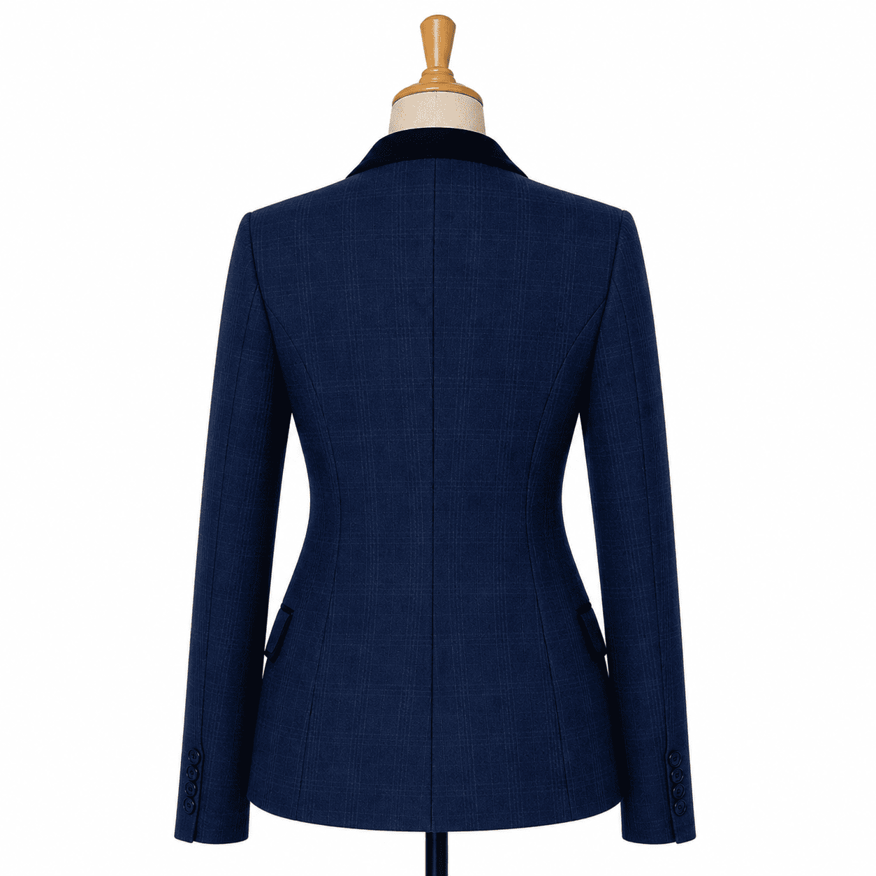 Women’s Showmanship Hunt Coat Navy Equestrian Coat with Self-Texture Fabric & Tailored Fit - Image 4