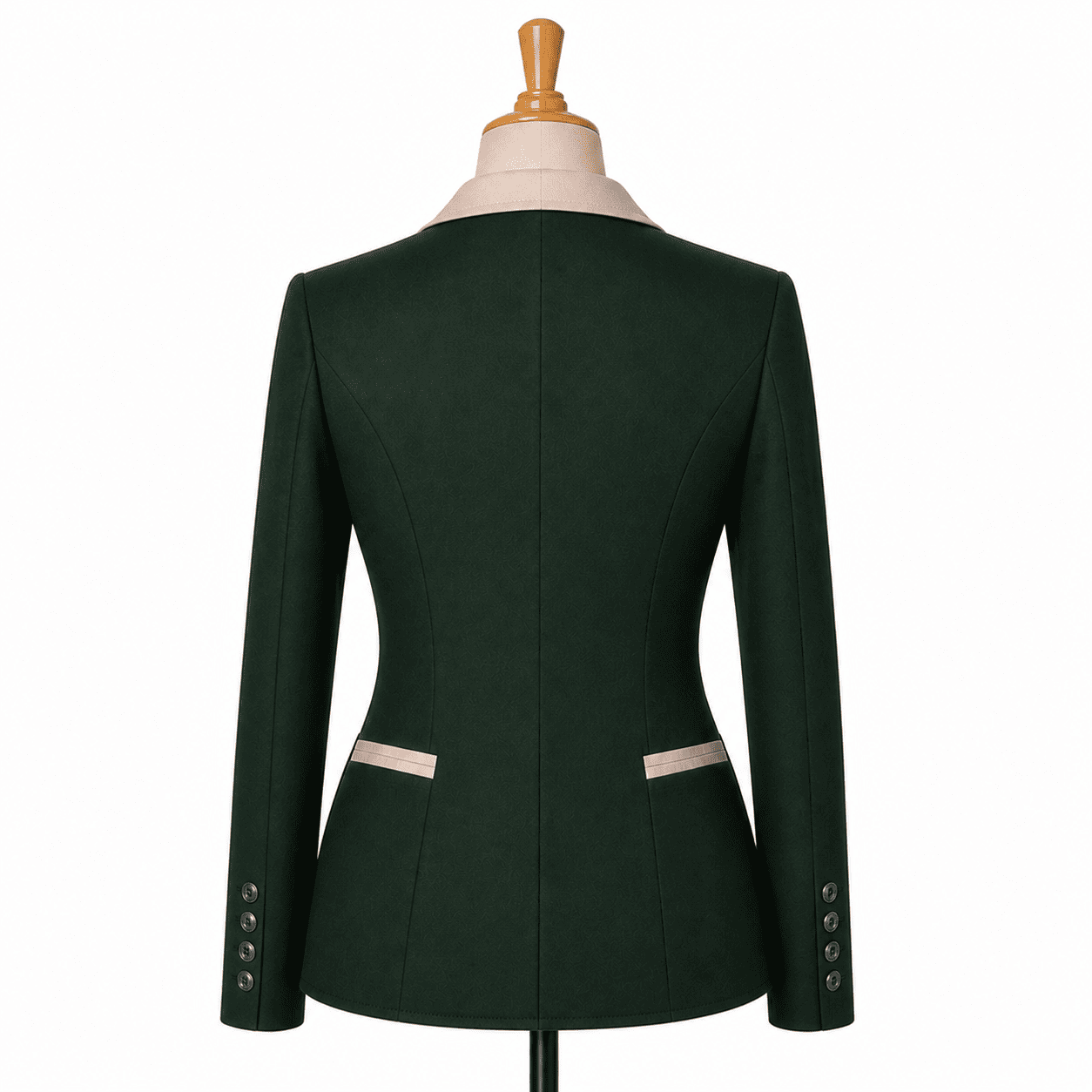 Women’s Showmanship Hunt Coat Dark Green Equestrian Coat with Contrast Collar & Tailored Fit - Image 4