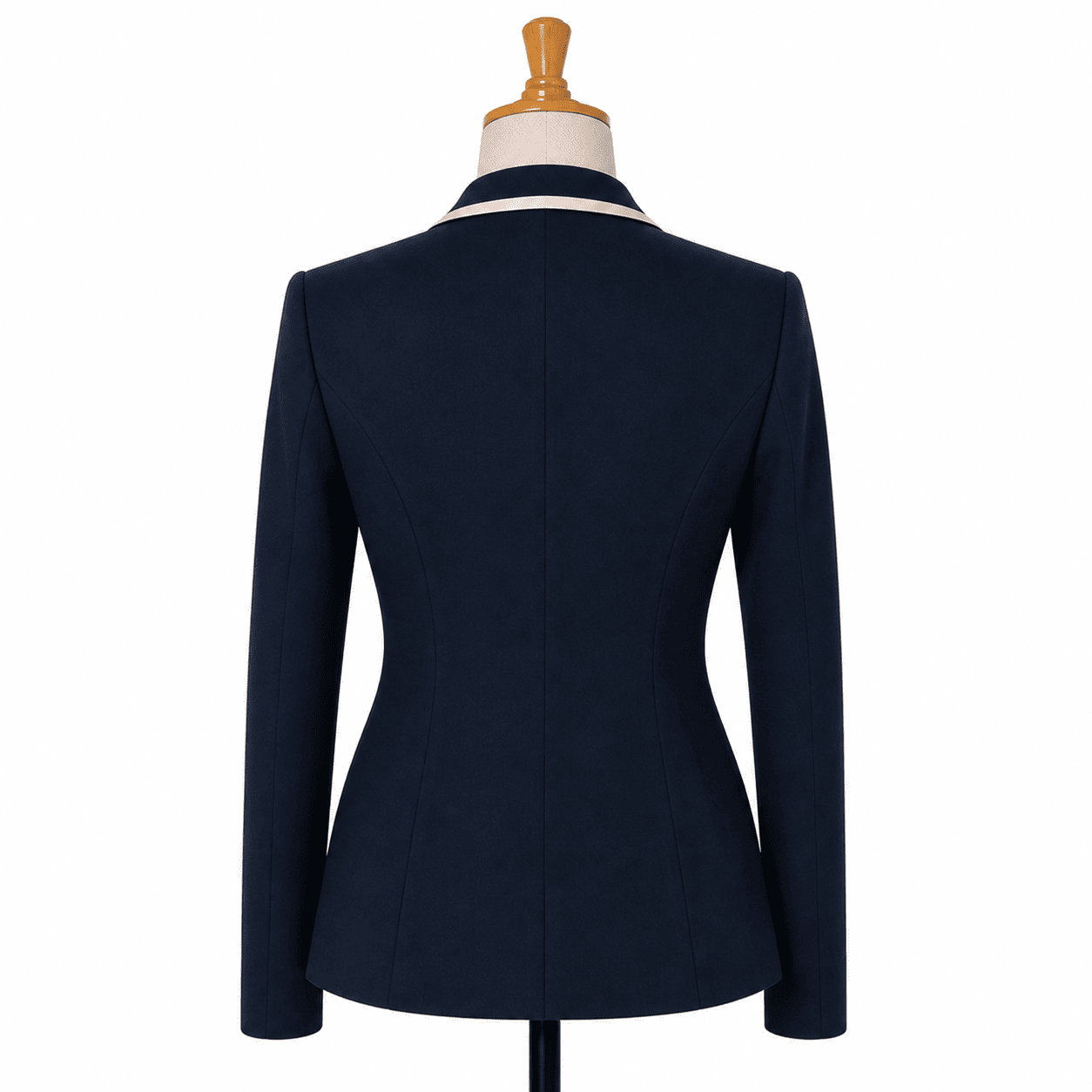 Women’s Showmanship Hunt Coat Navy Equestrian Coat with Pink Contrast Piping & Tailored Fit - Image 4