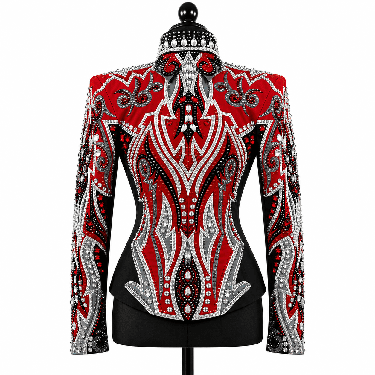 Women’s Red Crystal Rhinestone Rodeo Coat Western Showmanship Jacket Equestrian Show Jacket Crystal - Image 4