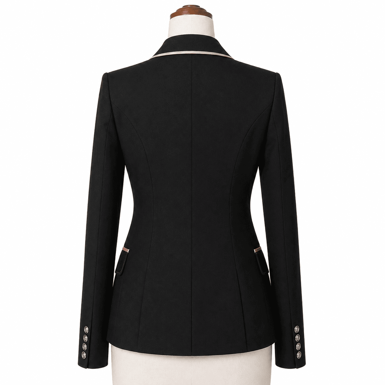 Women’s Showmanship Hunt Coat Black Equestrian Riding Jacket with Contrast Trim, Competition Blazer - Image 4