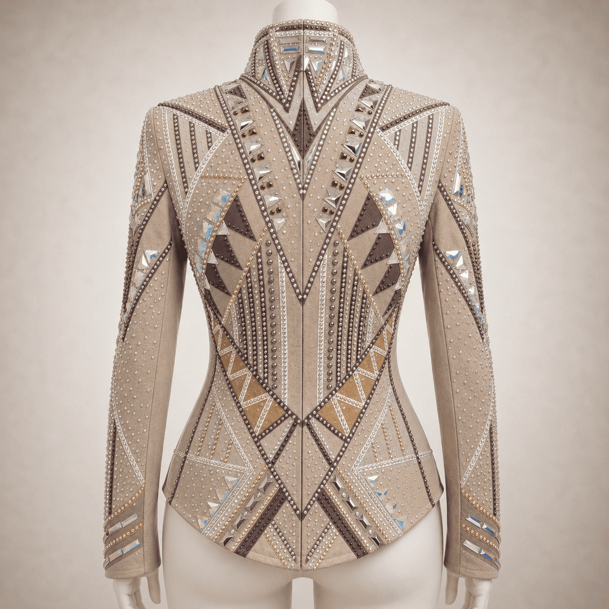Women's Beige Crystal Showmanship Jacket Western Rodeo Horse Show Competition Jacket for Women - Image 4