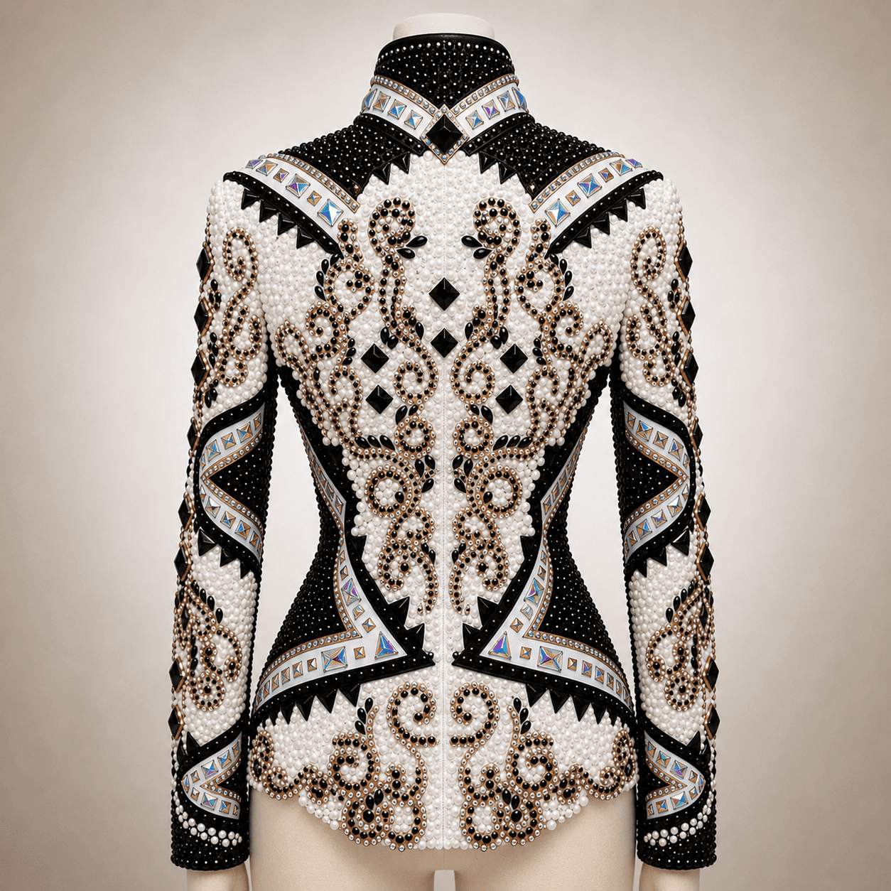 Women's White Black Crystal Showmanship Jacket Western Rodeo Horse Show Competition Jacket Women - Image 4