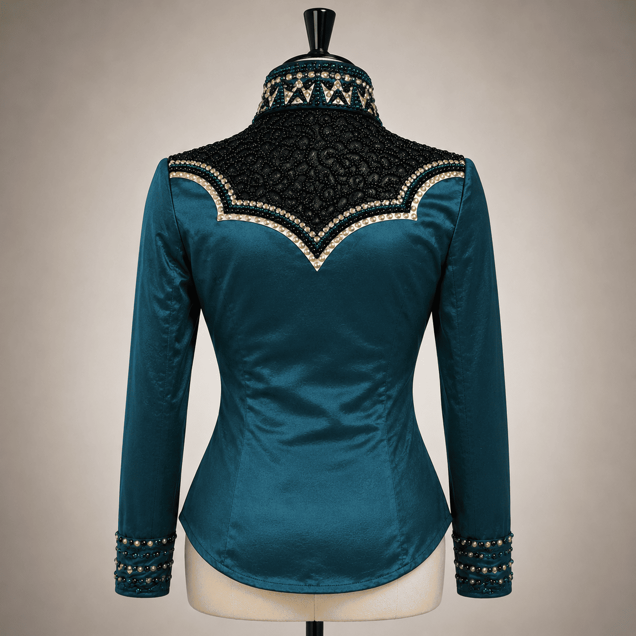 Women's Teal Black Crystal Showmanship Shirt Western Rodeo Horse Show Competition Shirt Women - Image 6