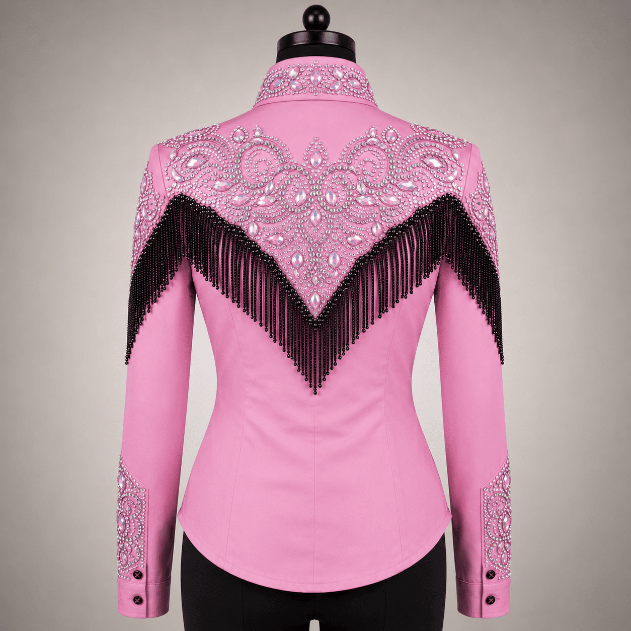 Women's Pink Luxury Crystal Showmanship Shirt Western Rodeo Horse Show Competition Shirt Women - Image 4