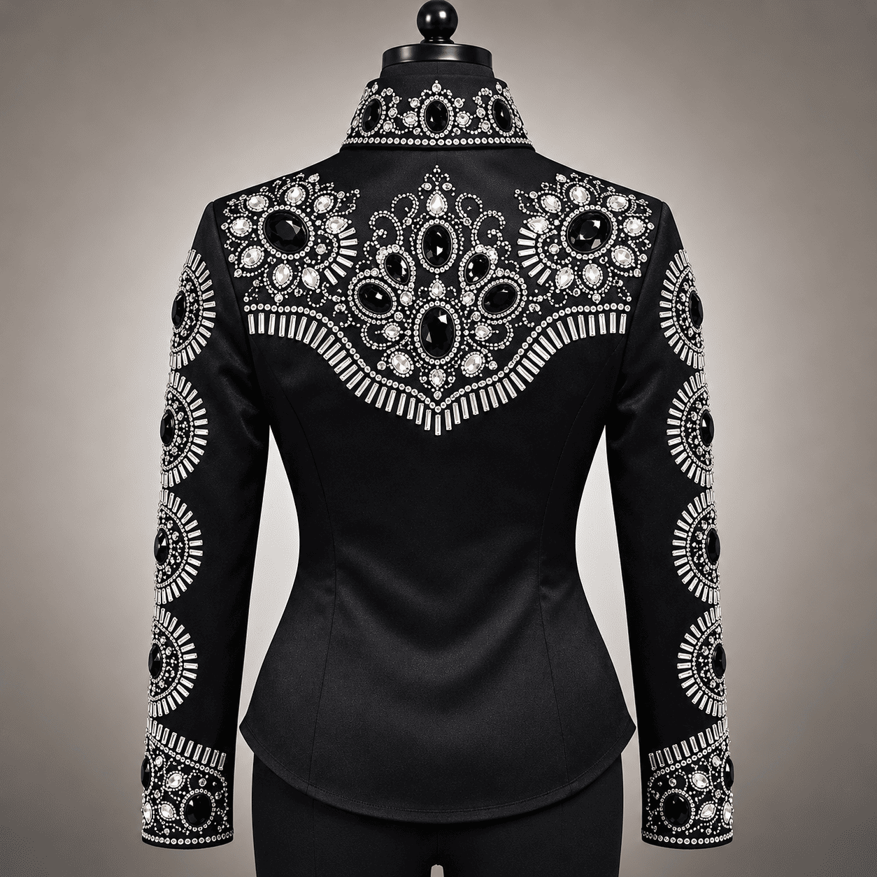 Women's Black Silver Crystal Showmanship Shirt Western Rodeo Horse Show Competition Shirt Women - Image 4