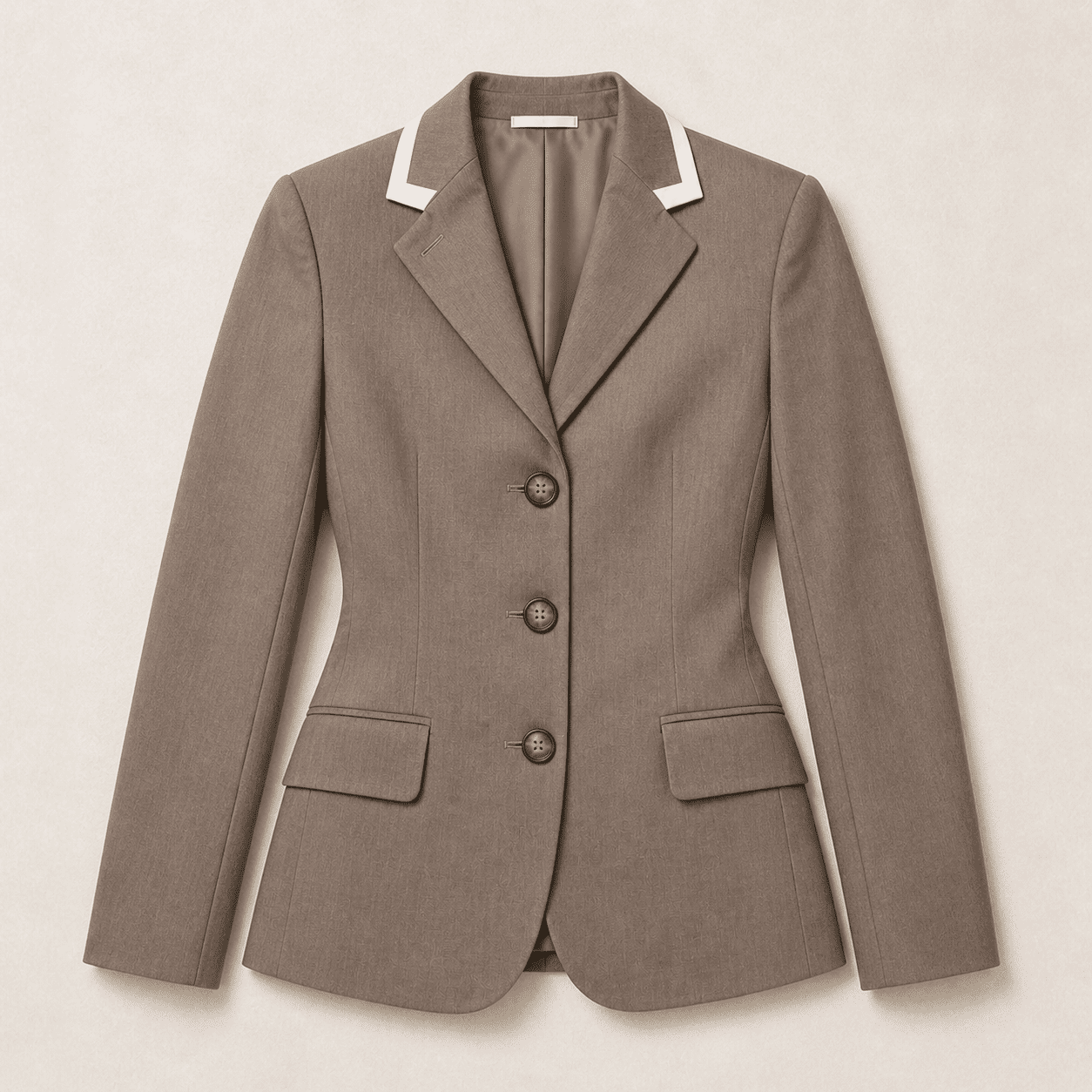 ROZY SHOW APPAREL Women’s Showmanship Hunt Coat Taupe Equestrian Coat with Classic Fit & Contrast Collar - Image 5