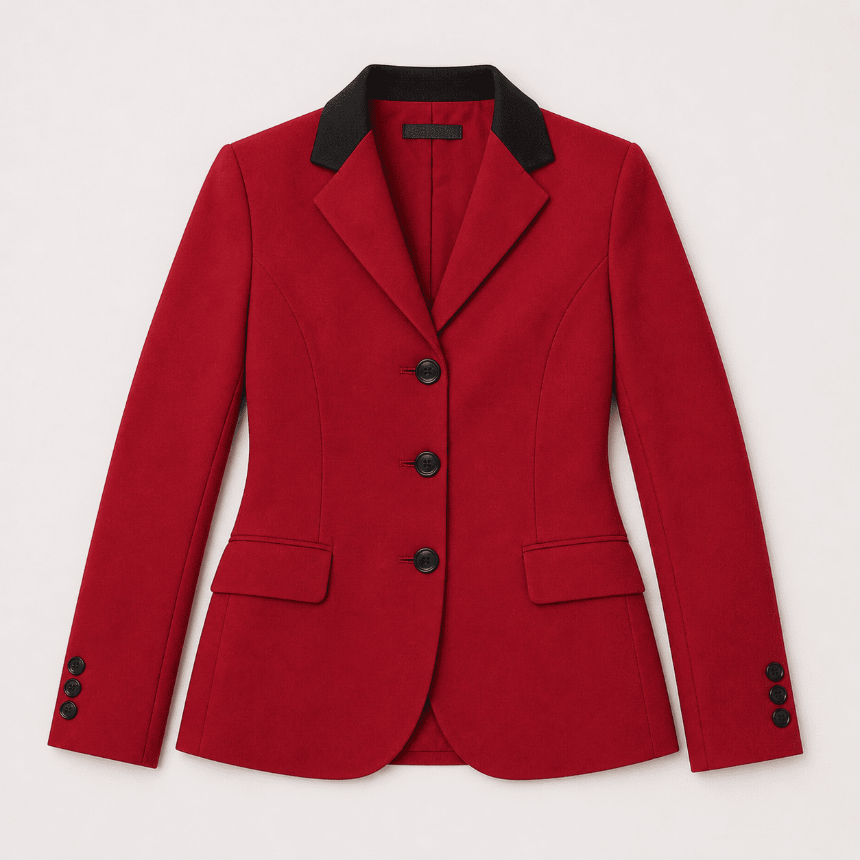 Women’s Showmanship Hunt Coat Red Equestrian Riding Coat with Contrast Collar & Tailored Fit - Image 5