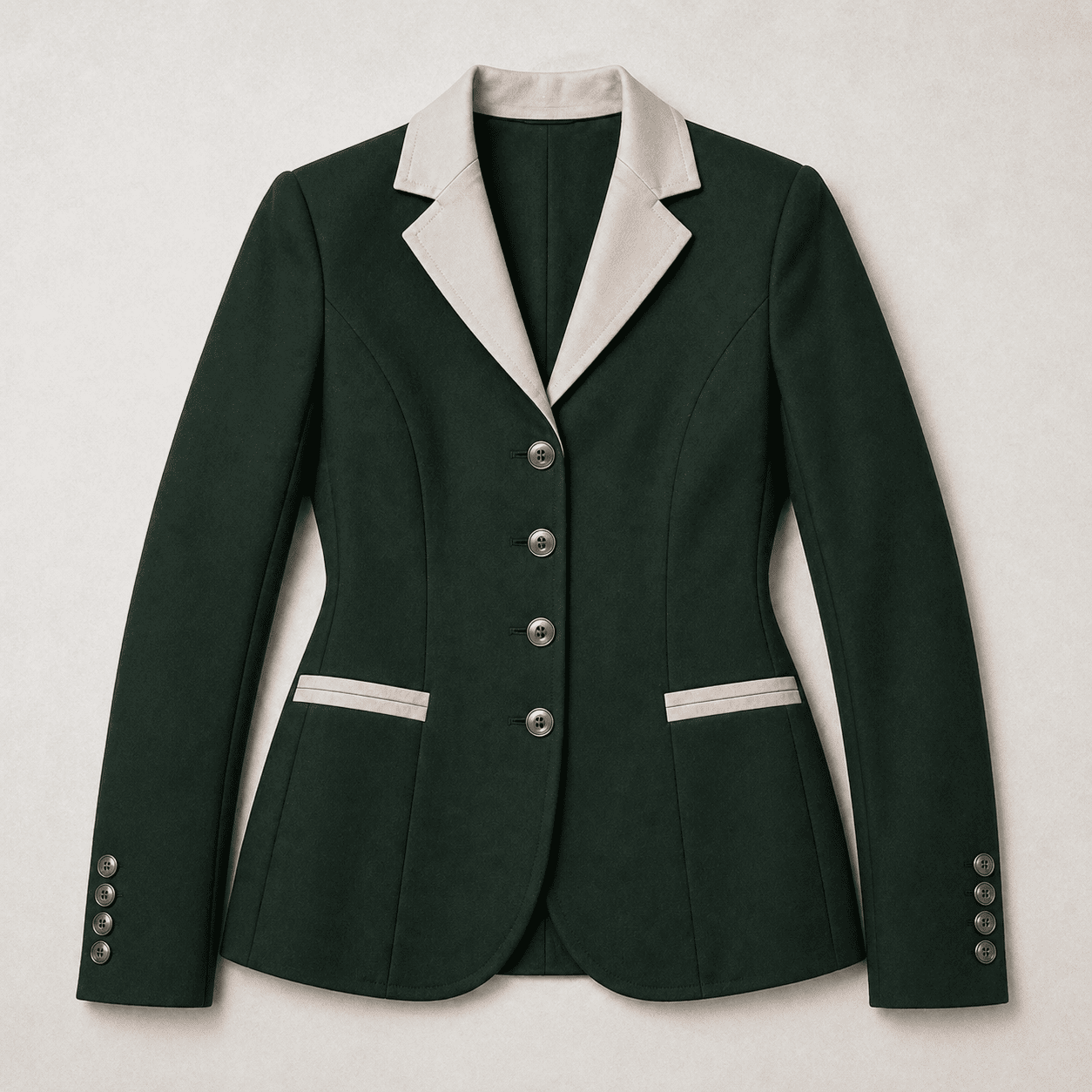 Women’s Showmanship Hunt Coat Dark Green Equestrian Coat with Contrast Collar & Tailored Fit - Image 5