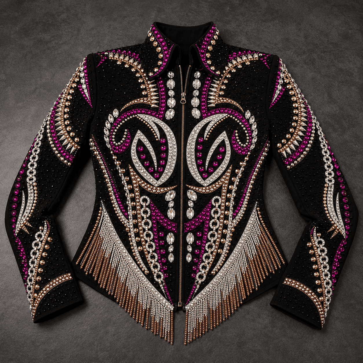 Women's Black Pink Crystal Showmanship Jacket Western Rodeo Horse Show Competition Jacket Women - Image 5