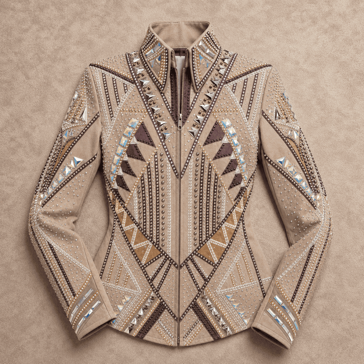 Women's Beige Crystal Showmanship Jacket Western Rodeo Horse Show Competition Jacket for Women - Image 5