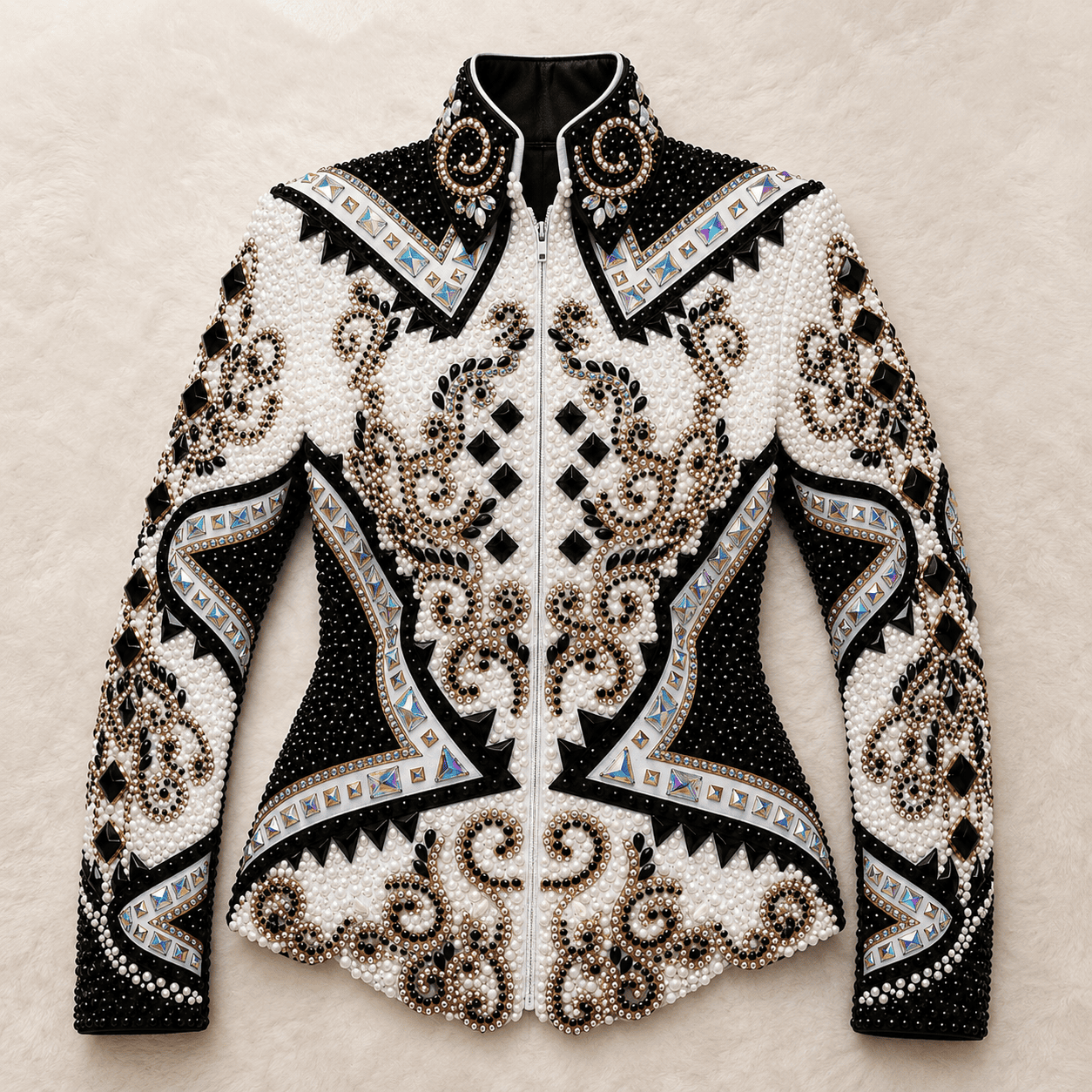 Women's White Black Crystal Showmanship Jacket Western Rodeo Horse Show Competition Jacket Women - Image 5