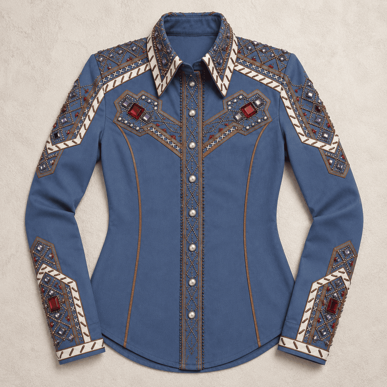 Women's Dusty Blue Crystal Showmanship Shirt Western Rodeo Horse Show Competition Shirt Women - Image 5