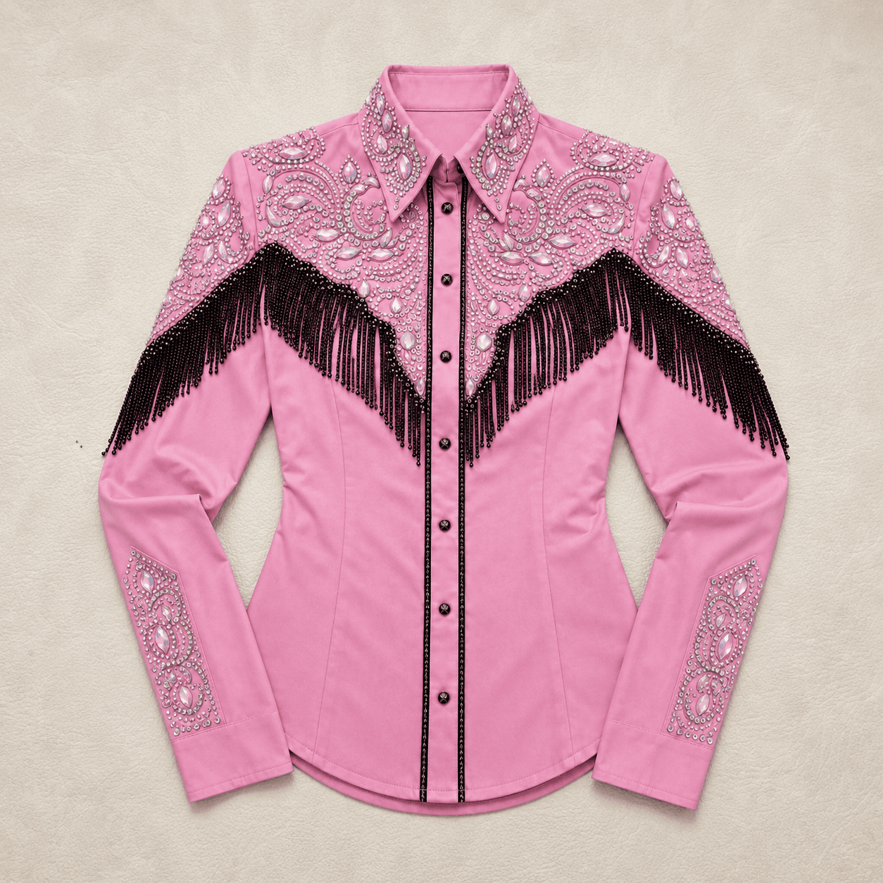Women's Pink Luxury Crystal Showmanship Shirt Western Rodeo Horse Show Competition Shirt Women - Image 5