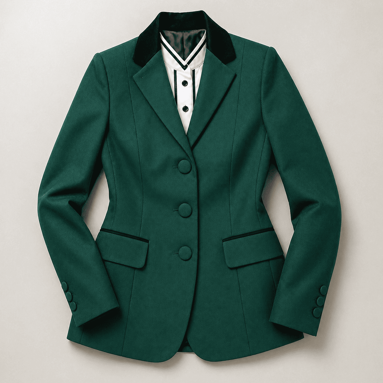 Women’s Showmanship Hunt Coat Emerald Green Equestrian Coat with Tailored Fit & Classic Buttons - Image 5