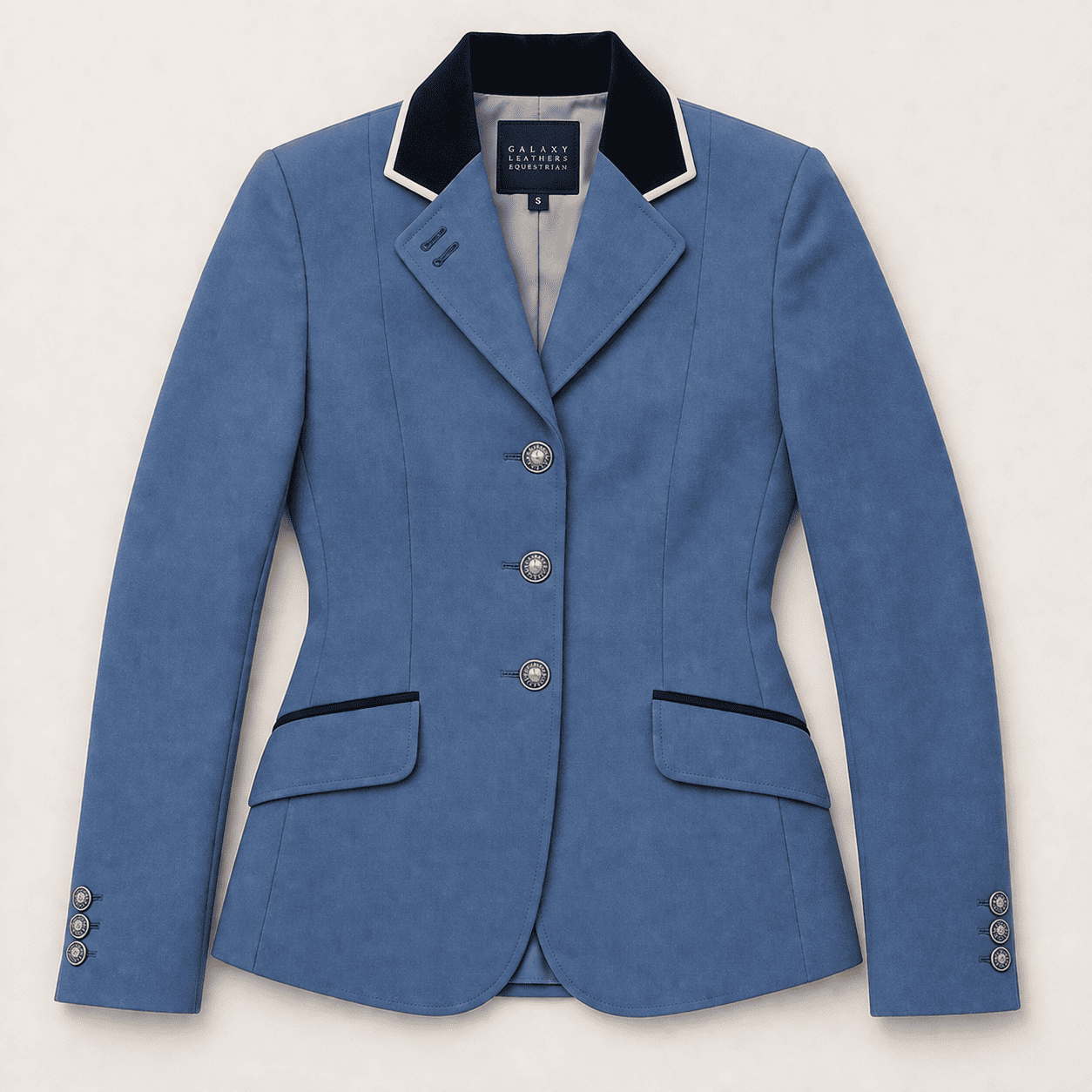 Women’s Showmanship Hunt Coat Premium Blue Equestrian Riding Jacket, Tailored Fit Competition Blazer - Image 6