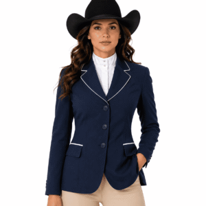 Women’s Showmanship Hunt Coat Navy Blue Equestrian Riding Jacket, Tailored Competition Blazer