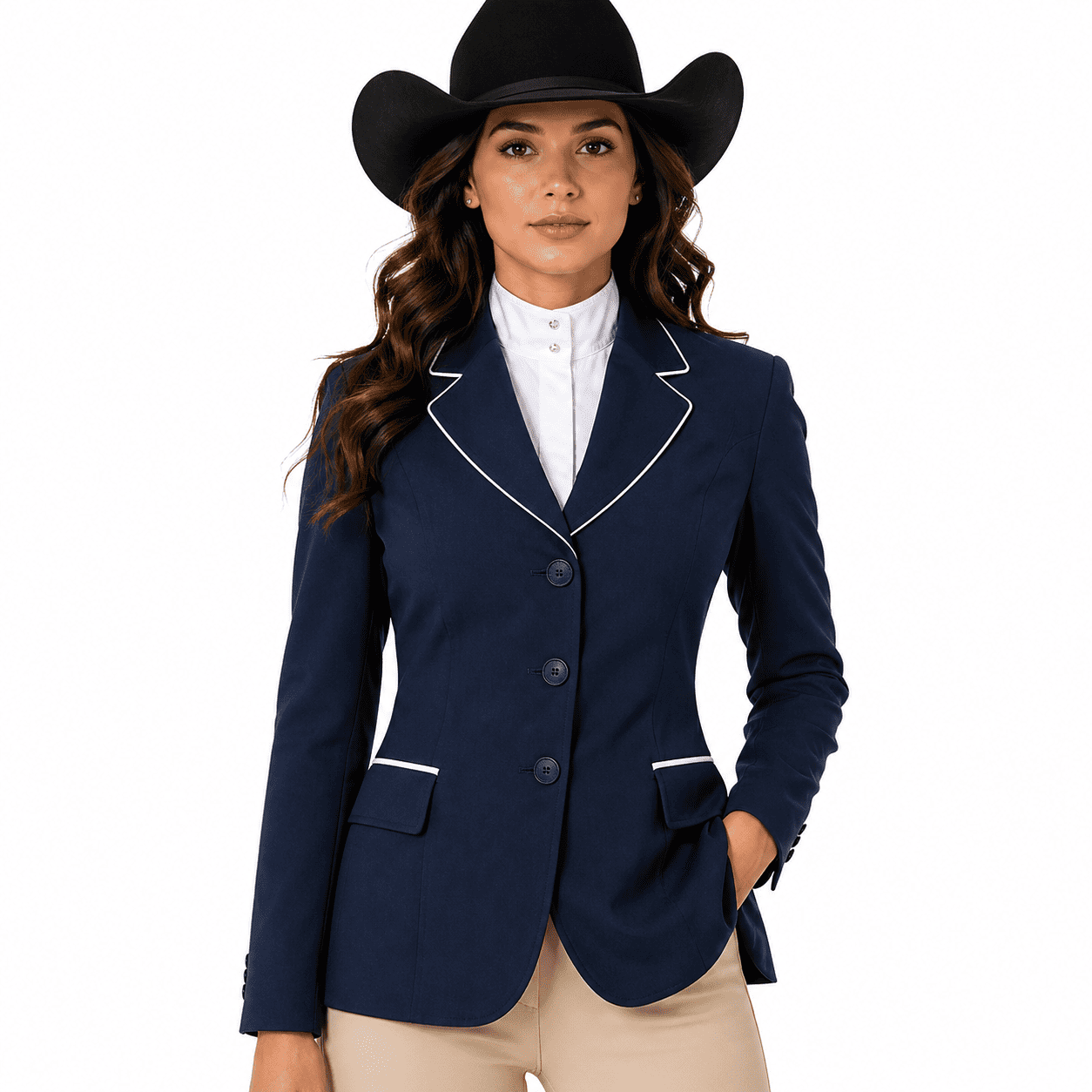 Women’s Showmanship Hunt Coat Navy Blue Equestrian Riding Jacket, Tailored Competition Blazer