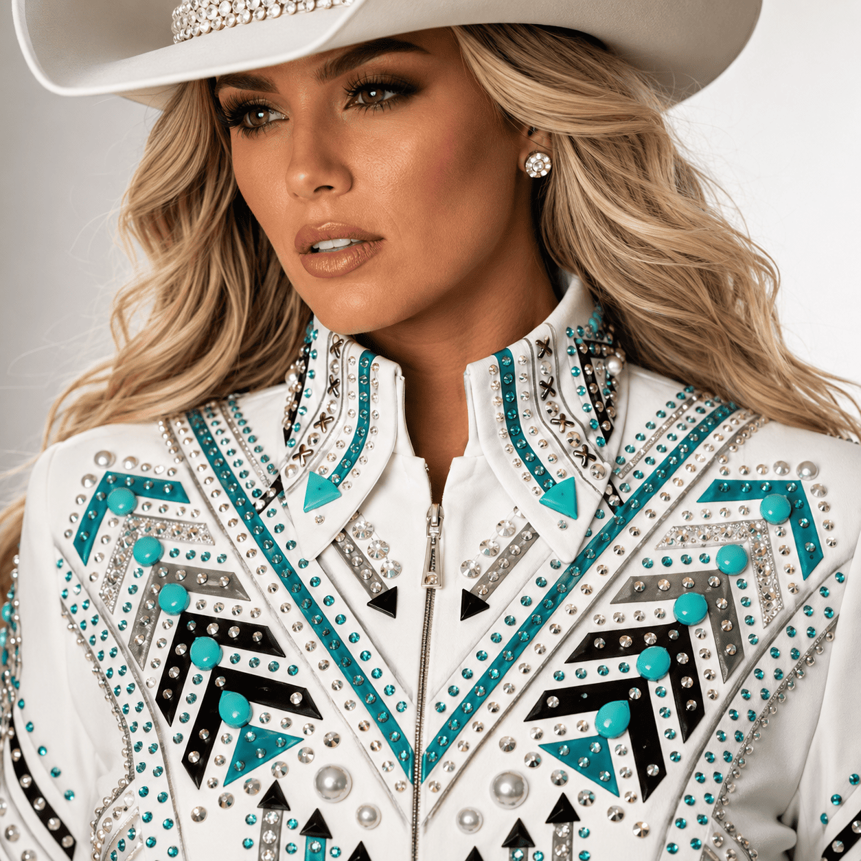 Women's White Crystal Showmanship Jacket Western Rodeo Horse Show Competition Jacket for Women - Image 6
