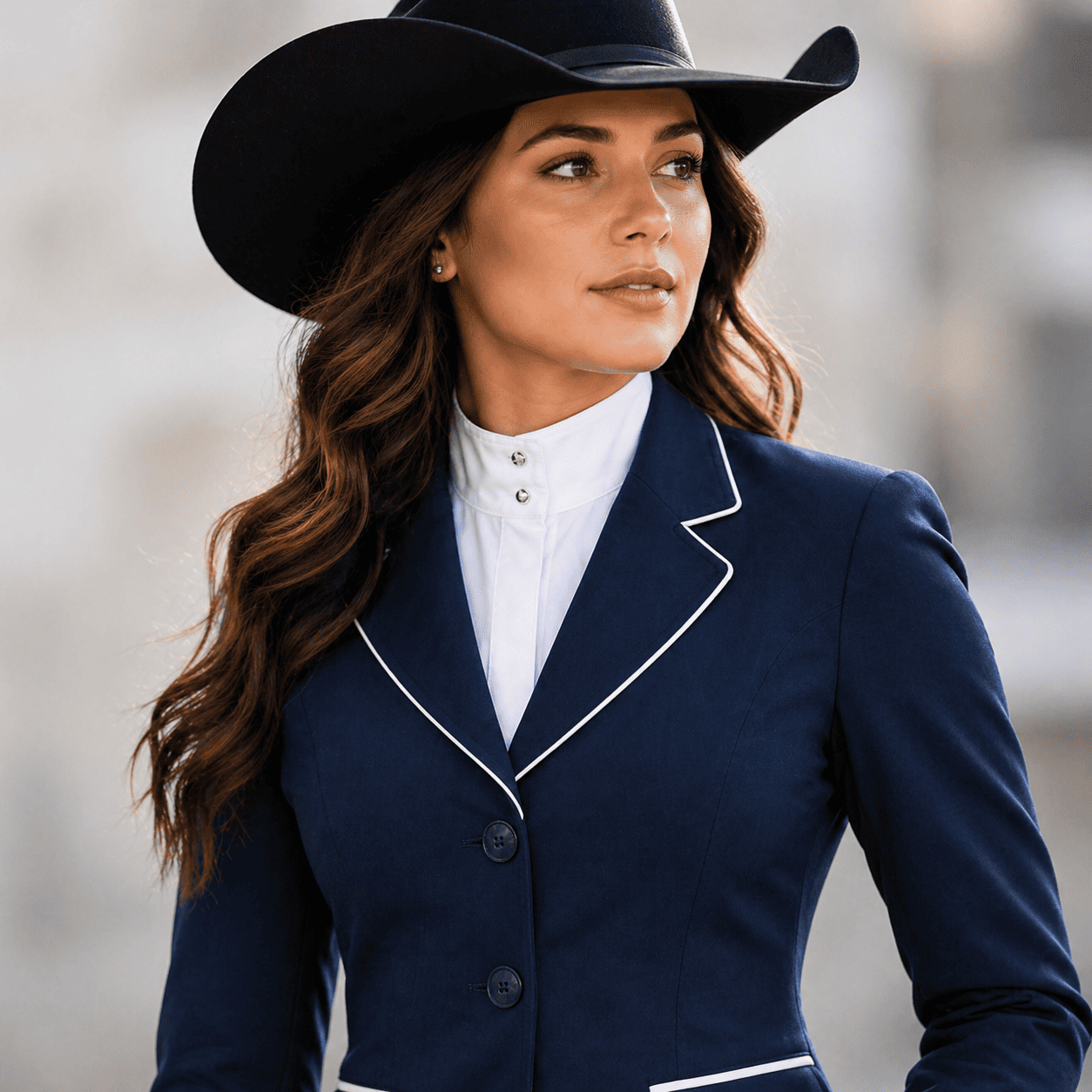 Women’s Showmanship Hunt Coat Navy Blue Equestrian Riding Jacket, Tailored Competition Blazer - Image 6