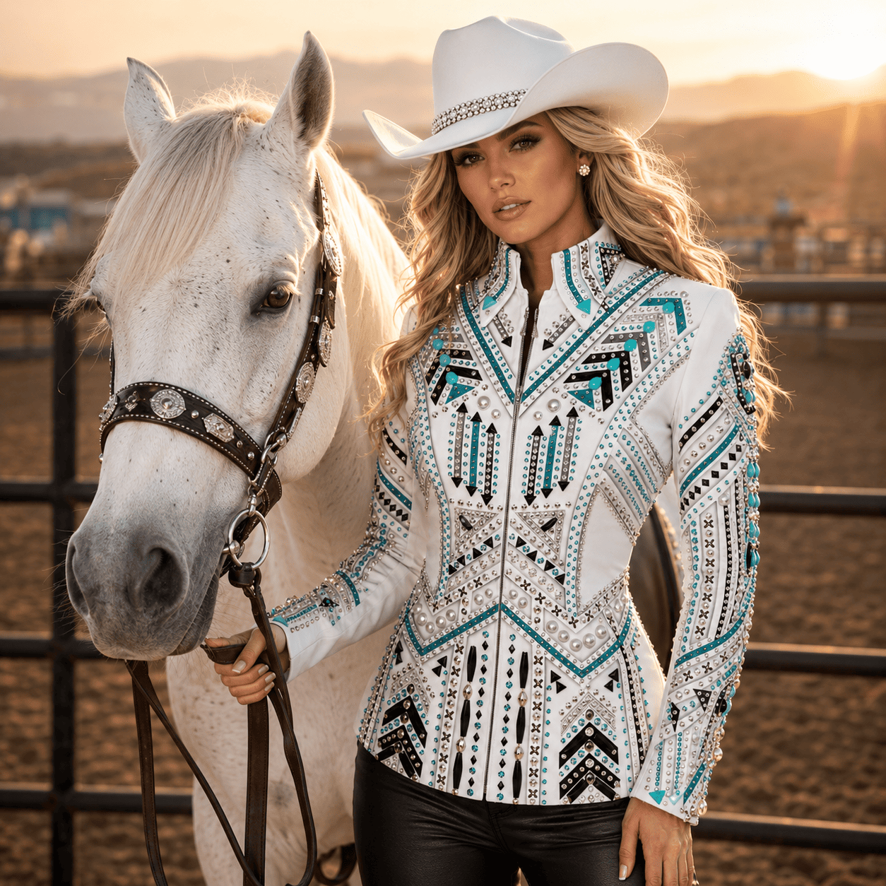 Women's White Crystal Showmanship Jacket Western Rodeo Horse Show Competition Jacket for Women - Image 7
