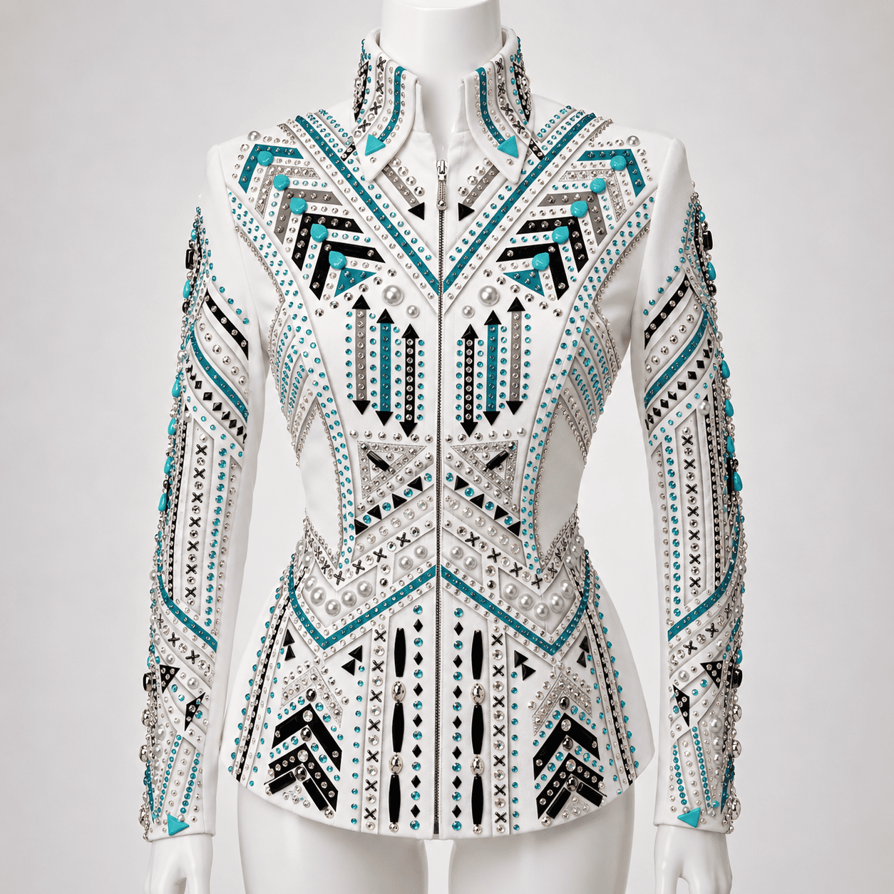 Women's White Crystal Showmanship Jacket Western Rodeo Horse Show Competition Jacket for Women - Image 2