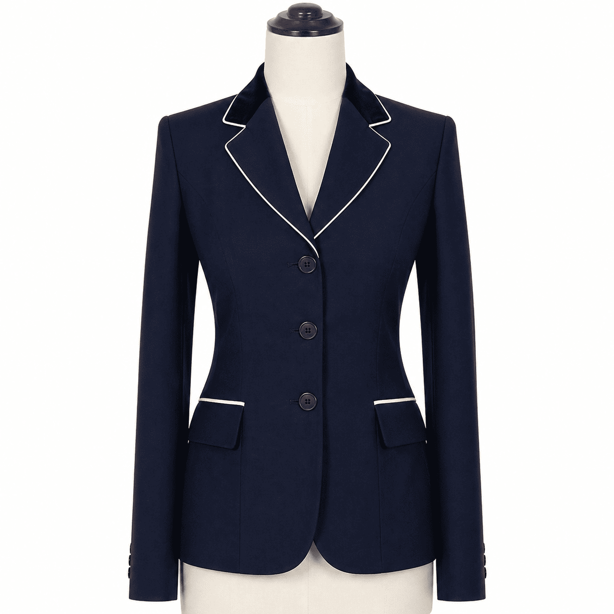Women’s Showmanship Hunt Coat Navy Blue Equestrian Riding Jacket, Tailored Competition Blazer - Image 2