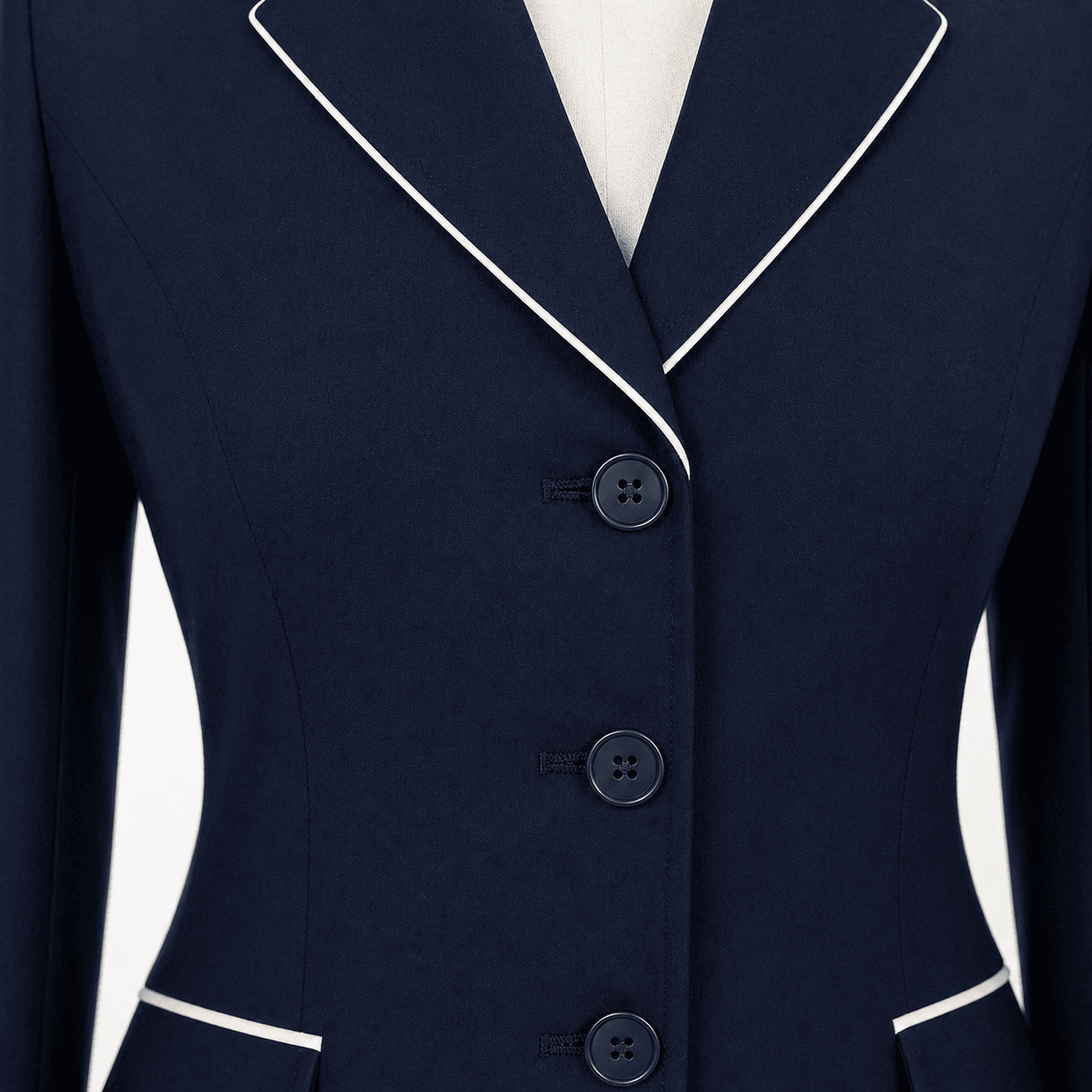 Women’s Showmanship Hunt Coat Navy Blue Equestrian Riding Jacket, Tailored Competition Blazer - Image 3