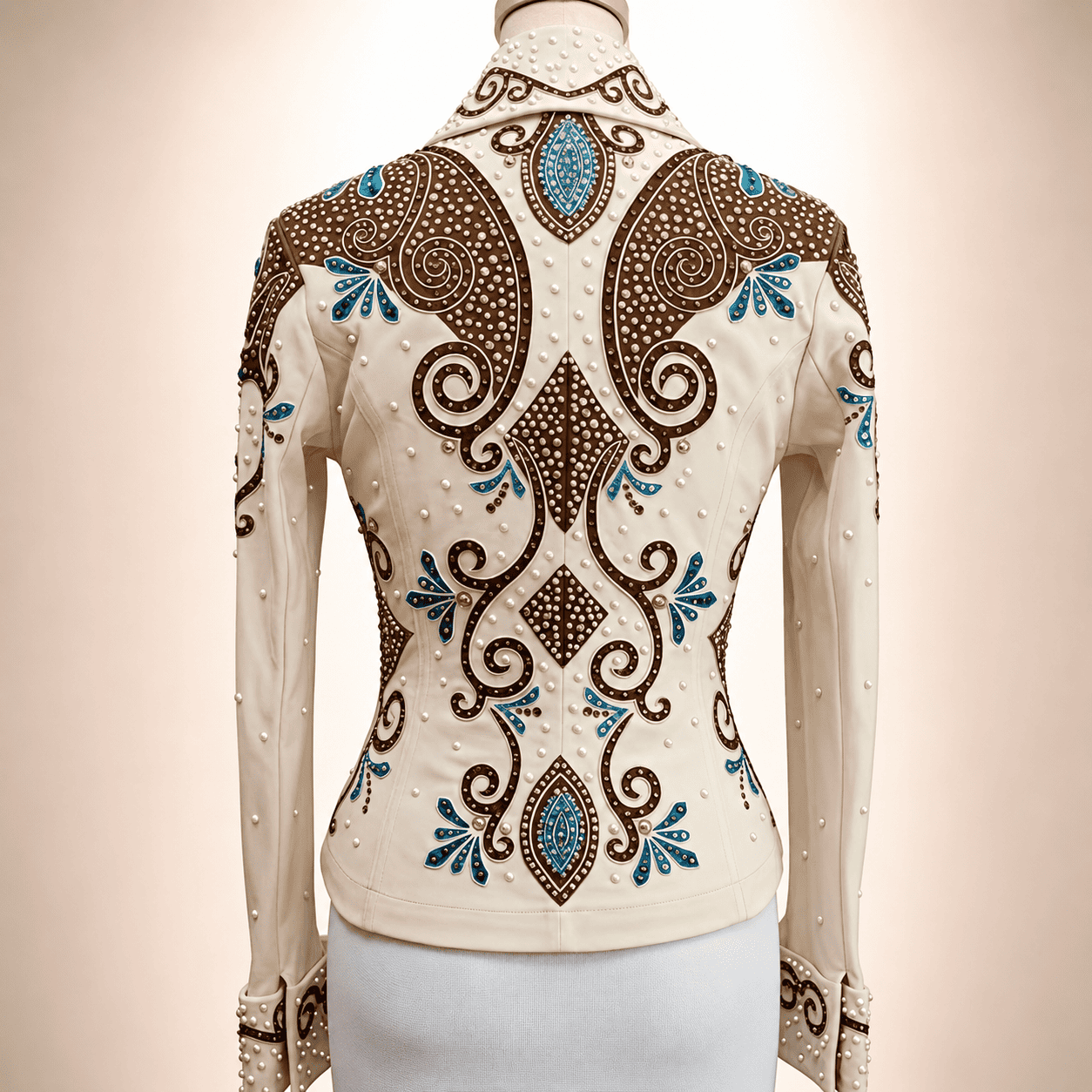 Women's Ivory Brown Crystal Showmanship Shirt Western Rodeo Horse Show Competition Shirt Women - Image 4