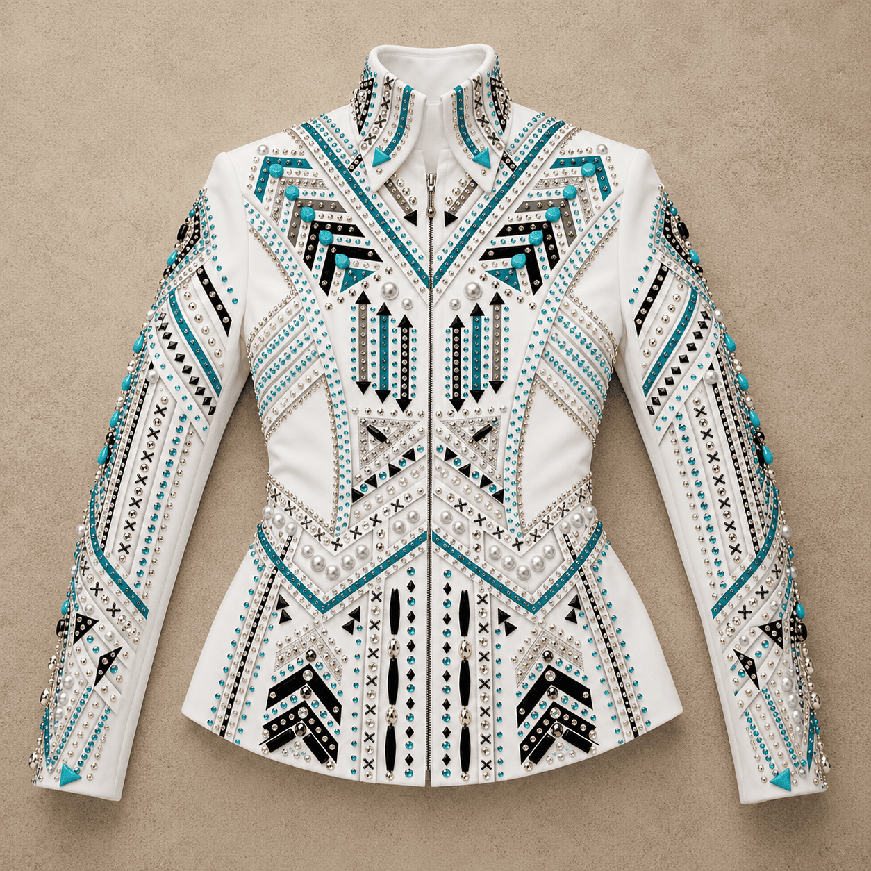 Women's White Crystal Showmanship Jacket Western Rodeo Horse Show Competition Jacket for Women - Image 5
