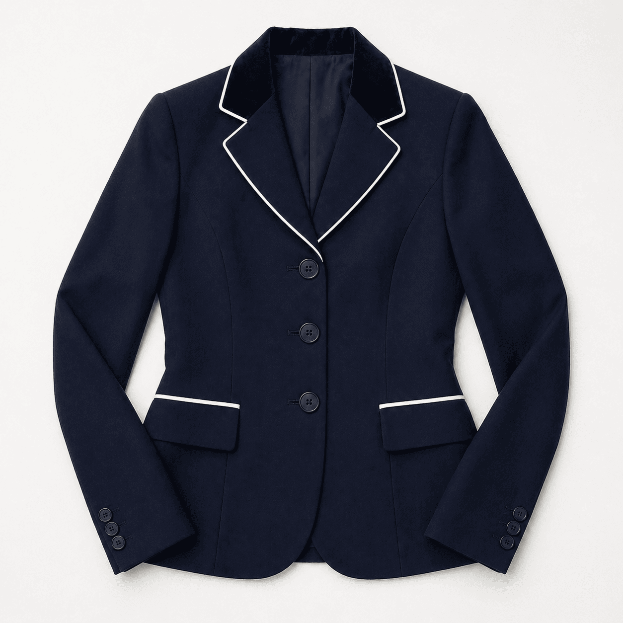 Women’s Showmanship Hunt Coat Navy Blue Equestrian Riding Jacket, Tailored Competition Blazer - Image 5