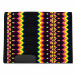 Western Saddle Pad Black Rainbow Tribal Horse Saddle Blanket for Ranch Trail Arena Riding