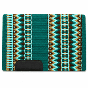 Western Saddle Pad Teal Green Brown Tribal Horse Saddle Blanket for Ranch Trail Arena Riding