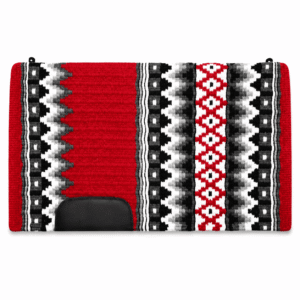 Western Saddle Pad Red Black White Tribal Horse Saddle Blanket for Ranch Trail Arena Riding