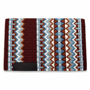 Western Saddle Pad Burgundy Light Blue Tribal Horse Saddle Blanket for Ranch Trail Arena Riding