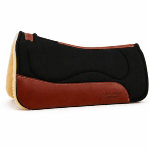 Contoured Wool Felt Saddle Pad with Chestnut Leather Wear Panels & Wool Fleece Lining