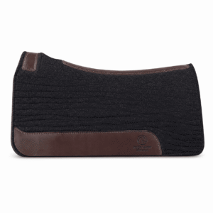 Black Wool Felt Contoured Saddle Pad with Premium Leather Wear Panels for Western Riding