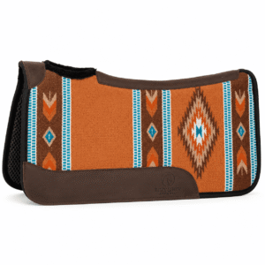 Premium Western Durrie Saddle Pad Tan Aztec Pattern Horse Saddle Blanket with Leather Wear Panels