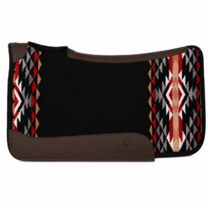Premium Western Durrie Saddle Pad Black Southwestern Diamond Horse Saddle Blanket with Brown Leather Wear Panels