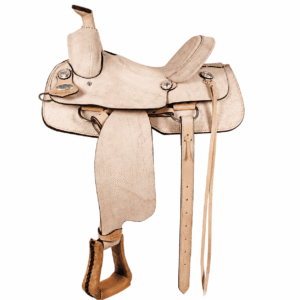 Natural Roughout Western Horse Saddle Premium Leather Ranch Trail Riding Saddle Suede Seat