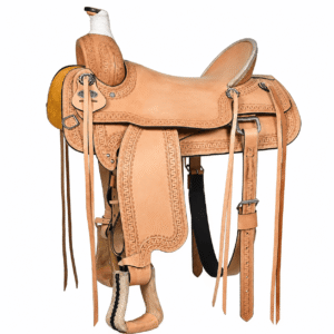 Natural Light Oil Western Horse Saddle Premium Hand Tooled Leather Ranch Trail Riding Saddle