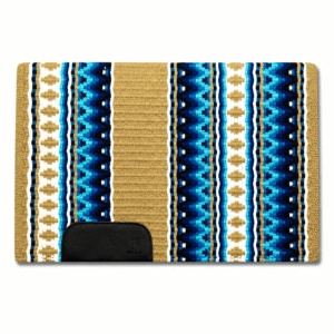 Western Saddle Pad Tan Blue Tribal Horse Saddle Blanket for Ranch Trail Arena Riding