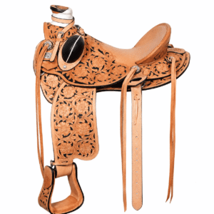 Black Floral Tooled Western Pleasure Horse Saddle Premium Hand Carved Leather Riding Tack