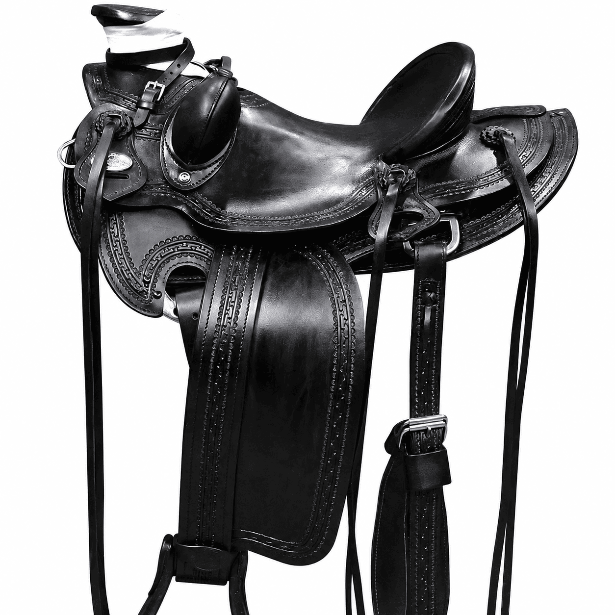 Black Western Horse Saddle Premium Leather Equestrian Riding Tack