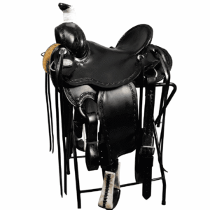 Black Western Horse Saddle Premium Genuine Leather Handcrafted Equestrian Riding Saddle