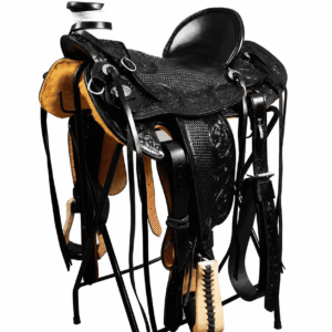 Floral Tooled Western Pleasure Horse Saddle Black Premium Genuine Leather Show Riding Saddle