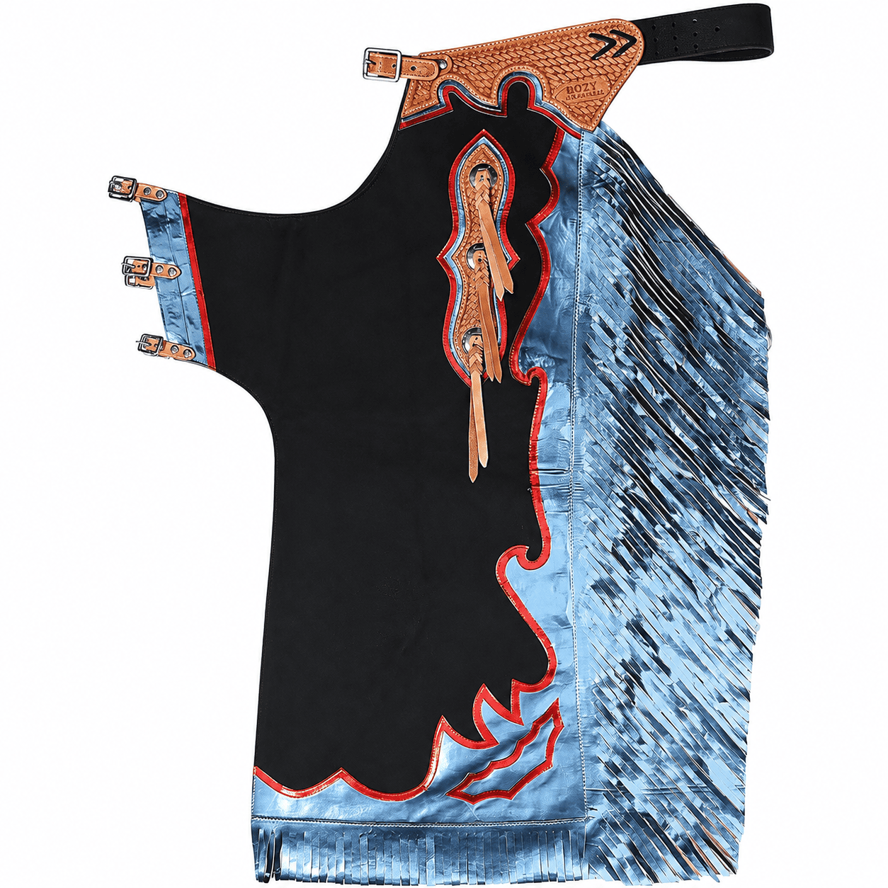Horse Riding Chaps with Fringe and Tooled Leather Detail Fringed Design, Tooled Leather