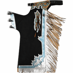 Horse Riding Chaps with Fringe and Tooled Leather Detail Fringed Design, Tooled Leather