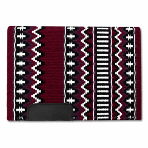 Western Saddle Pad Burgundy Black White Tribal Horse Saddle Blanket for Ranch Trail Arena Riding