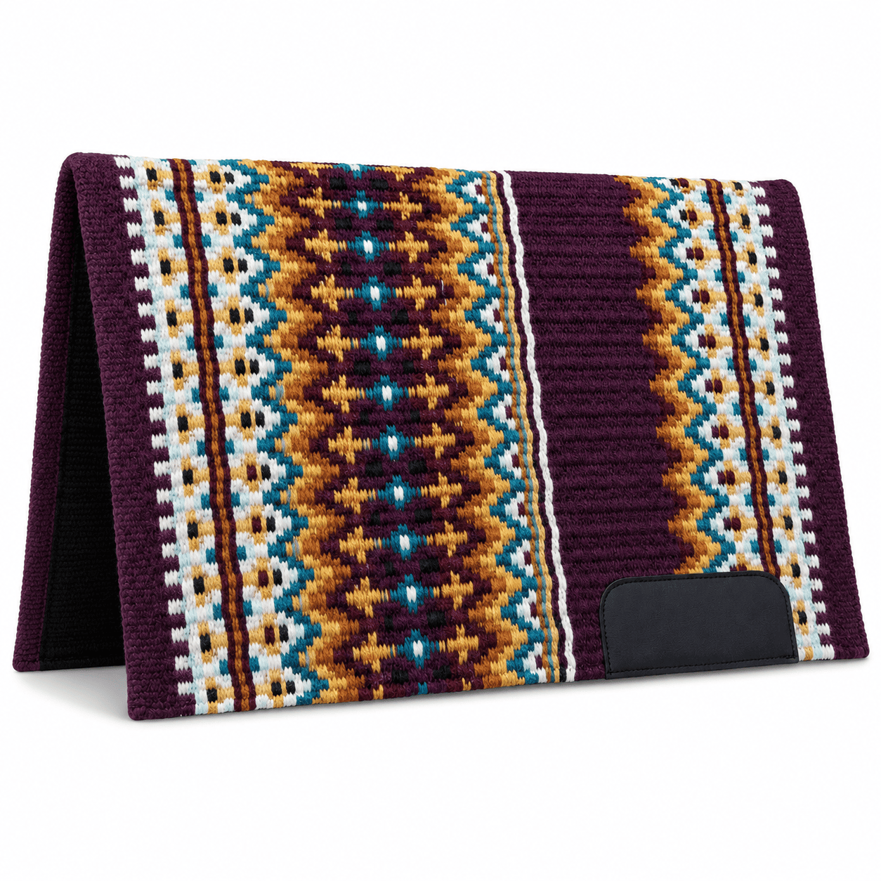 Western Saddle Pad Purple Tribal Geometric Horse Saddle Blanket for Ranch Trail & Arena Riding - Image 2